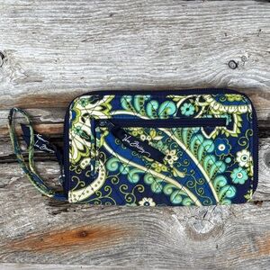 Vera Bradley Blue and Green Paisley Wristlet
